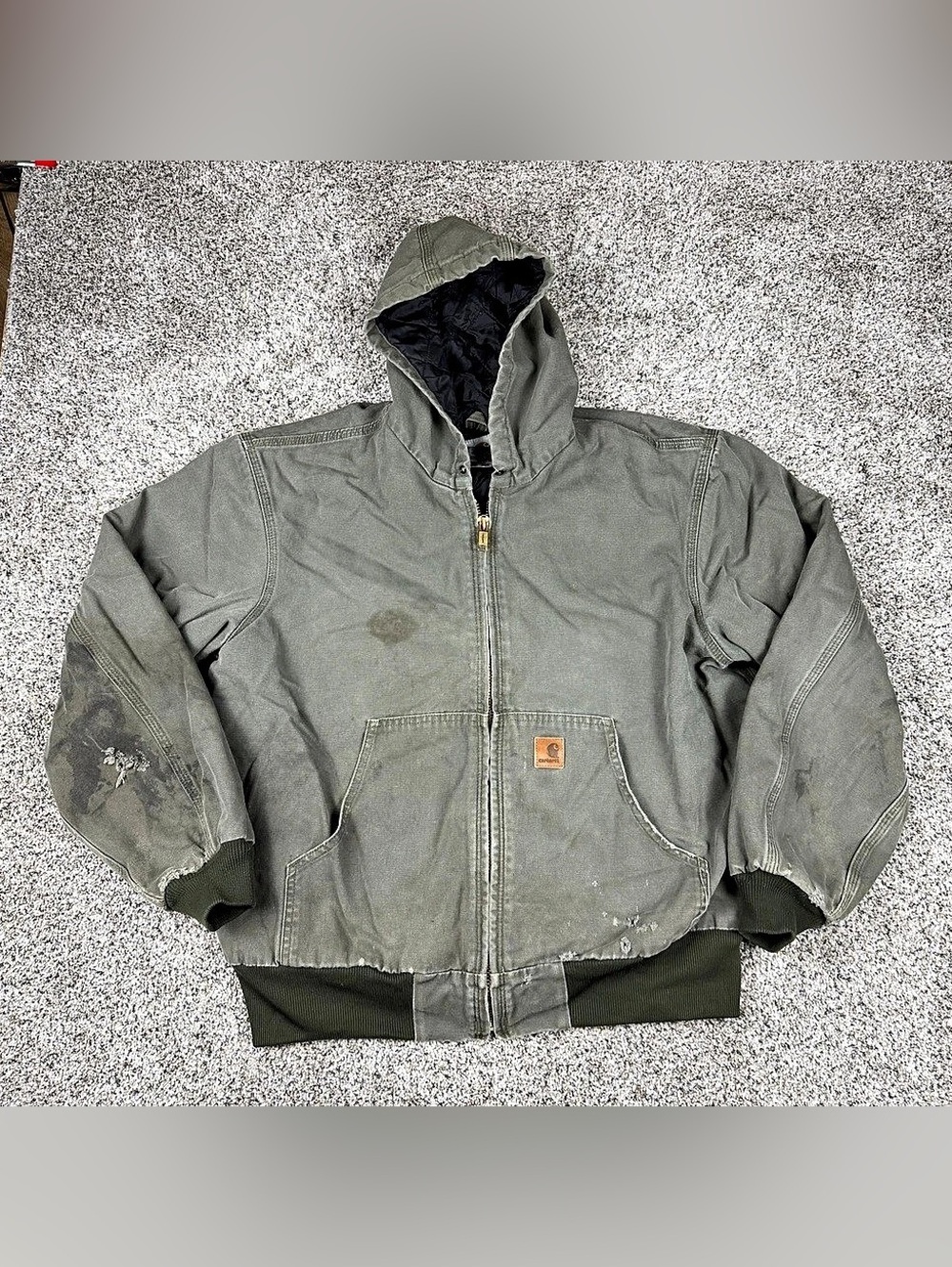 Sz Large Men’s Carhartt Full Zip Outdoor Work Jacket Quilted Moss Green J280 MOS